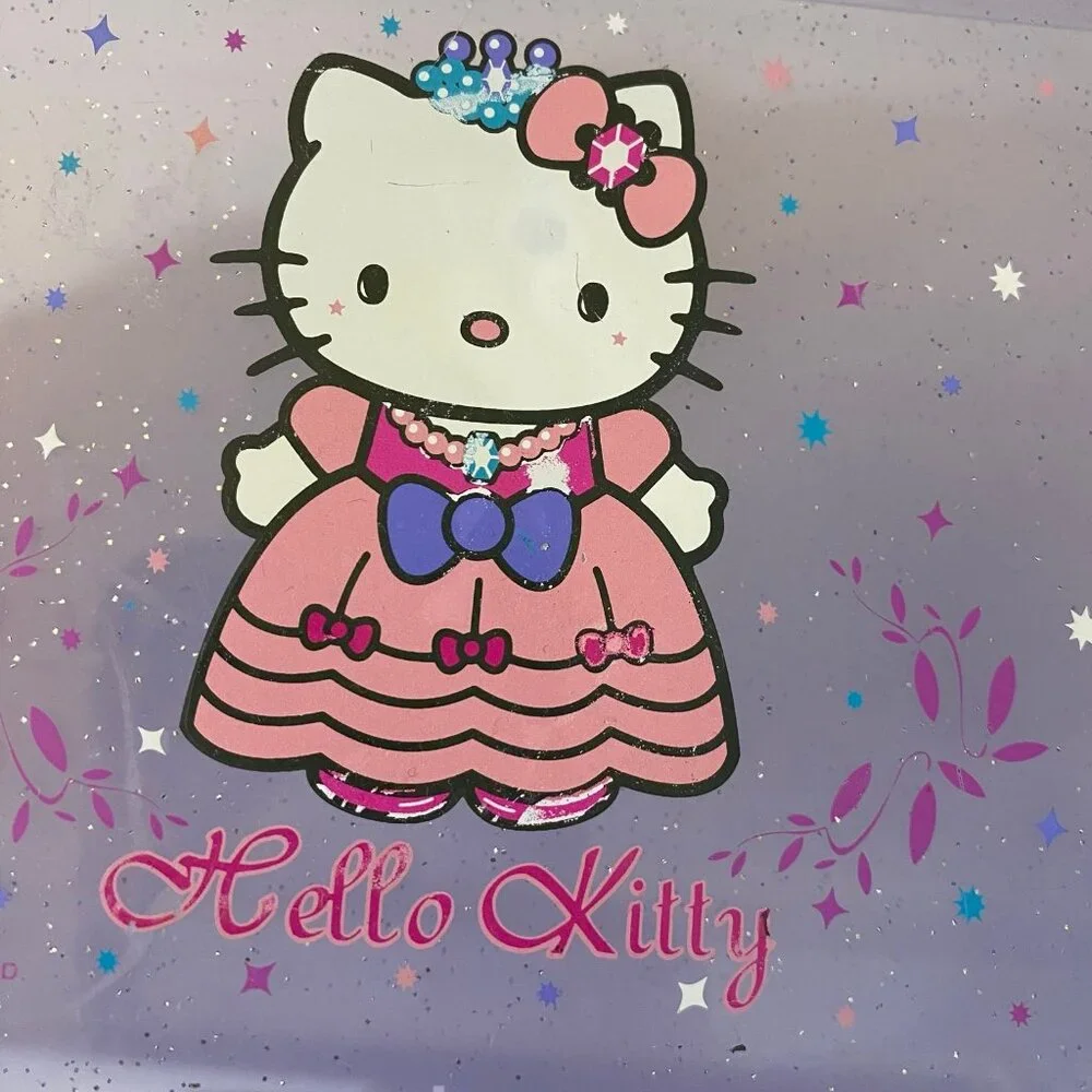 Sanrio 2005 Hello Kitty Clear Glitter Plastic Case